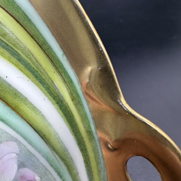 Antique Floral Tray Plate Handles Gold Bavaria Flowers Porcelain Hand Painted - Picture 8 of 11